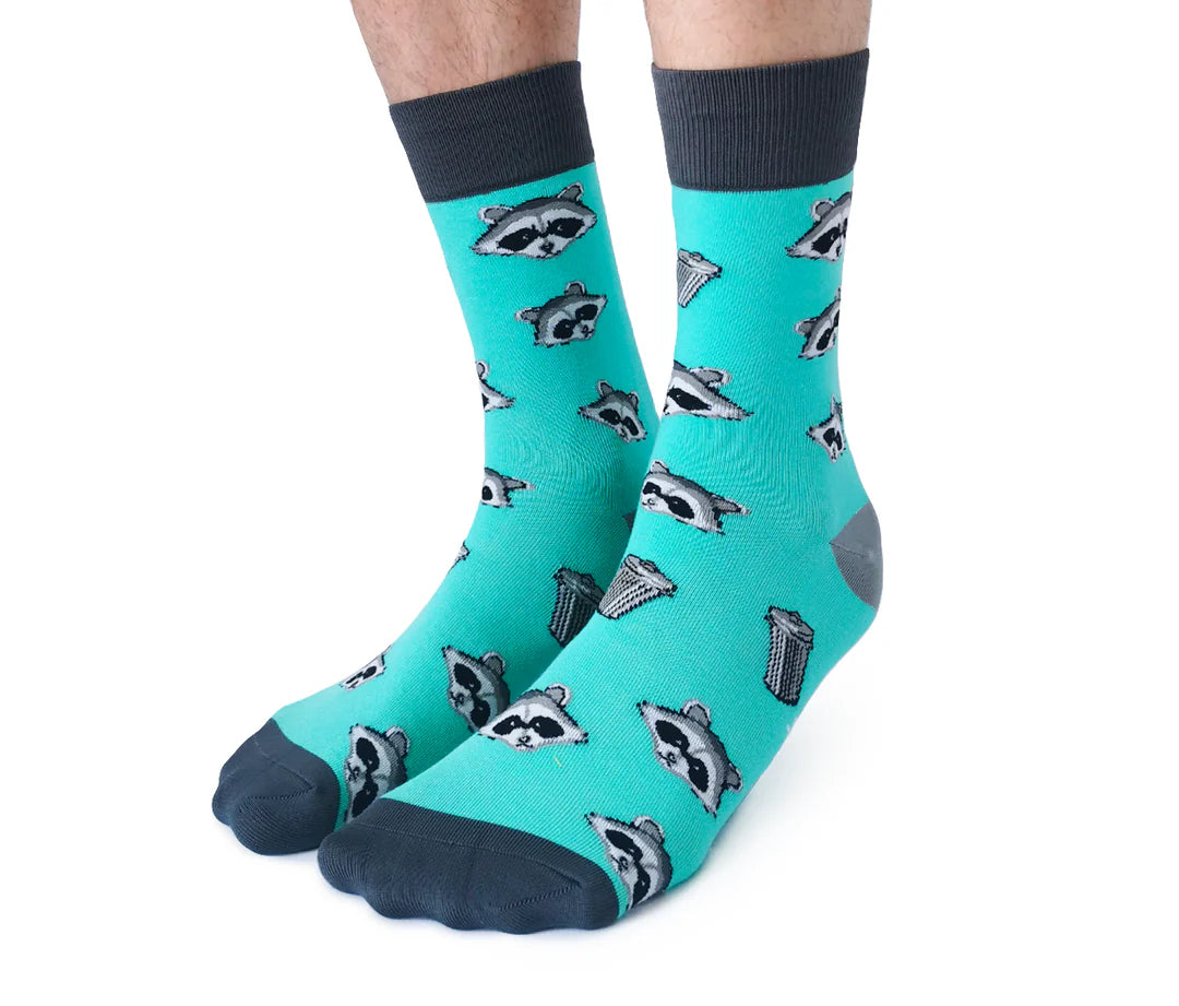 Chaussettes en coton « Racoon Bandit » par Uptown Sox - Taille L 