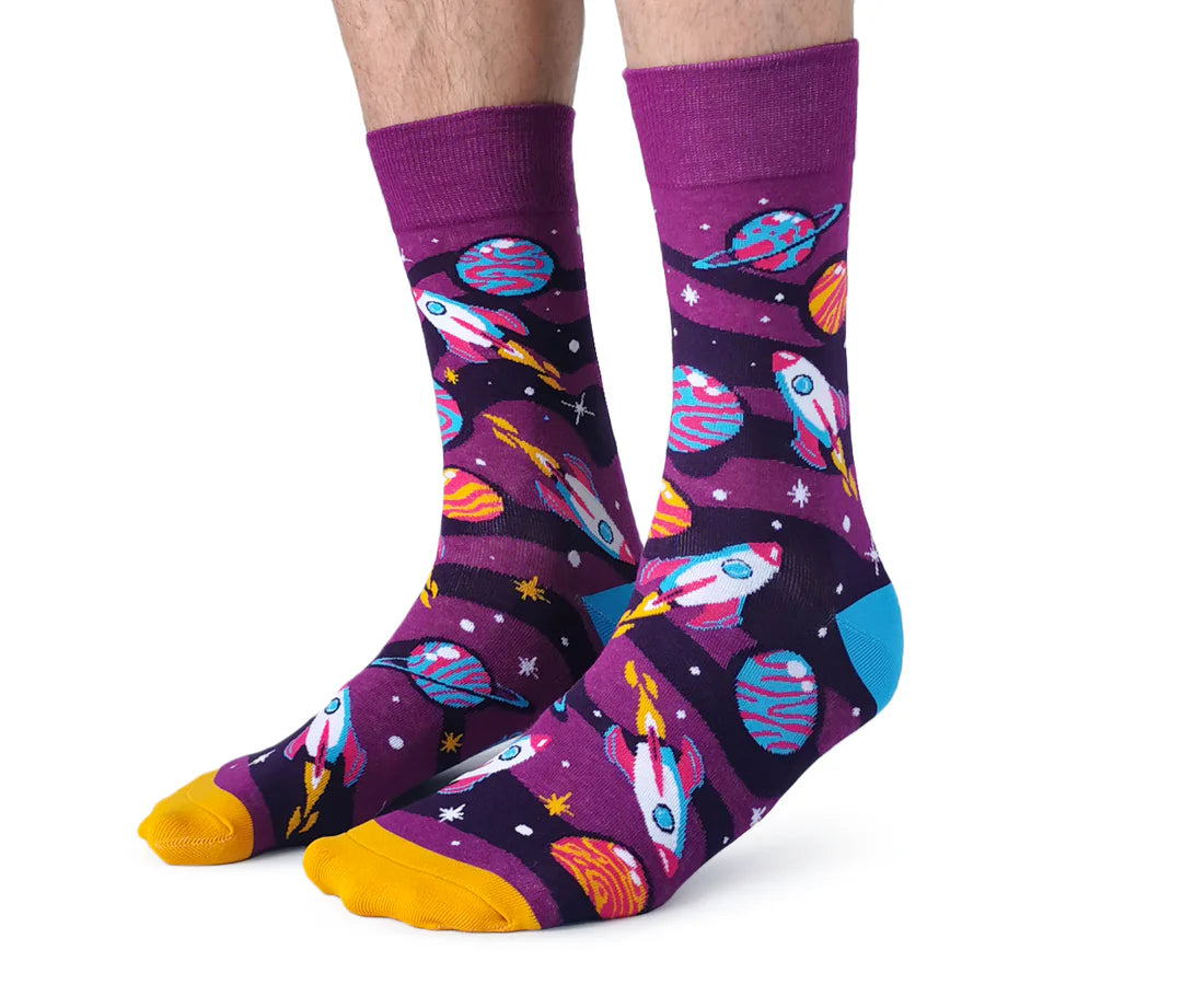 Chaussettes en coton « Space Race » par Uptown Sox - Taille L