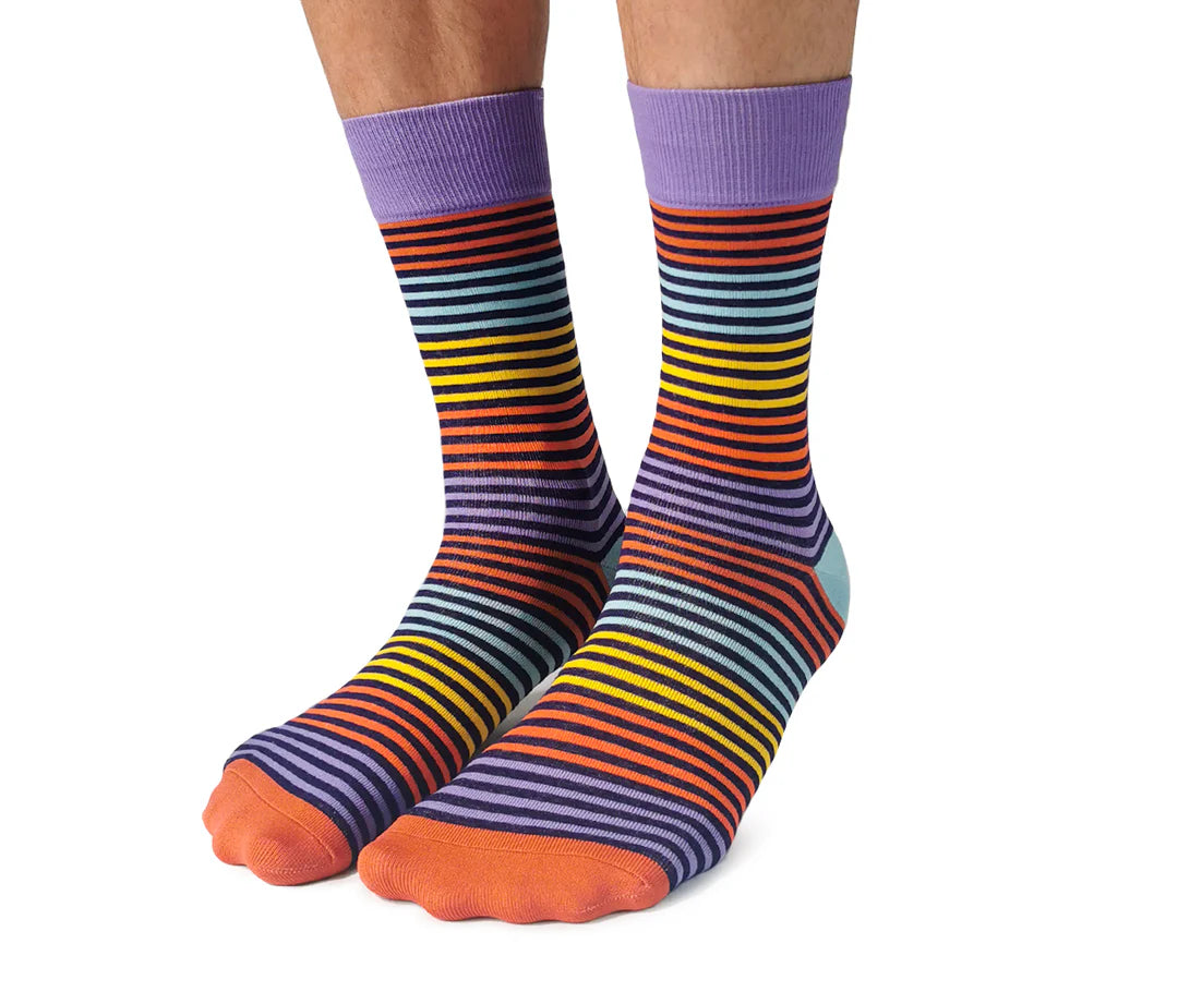 Chaussettes mi-mollet en coton « Stripe Right » par Uptown Sox - Taille L 