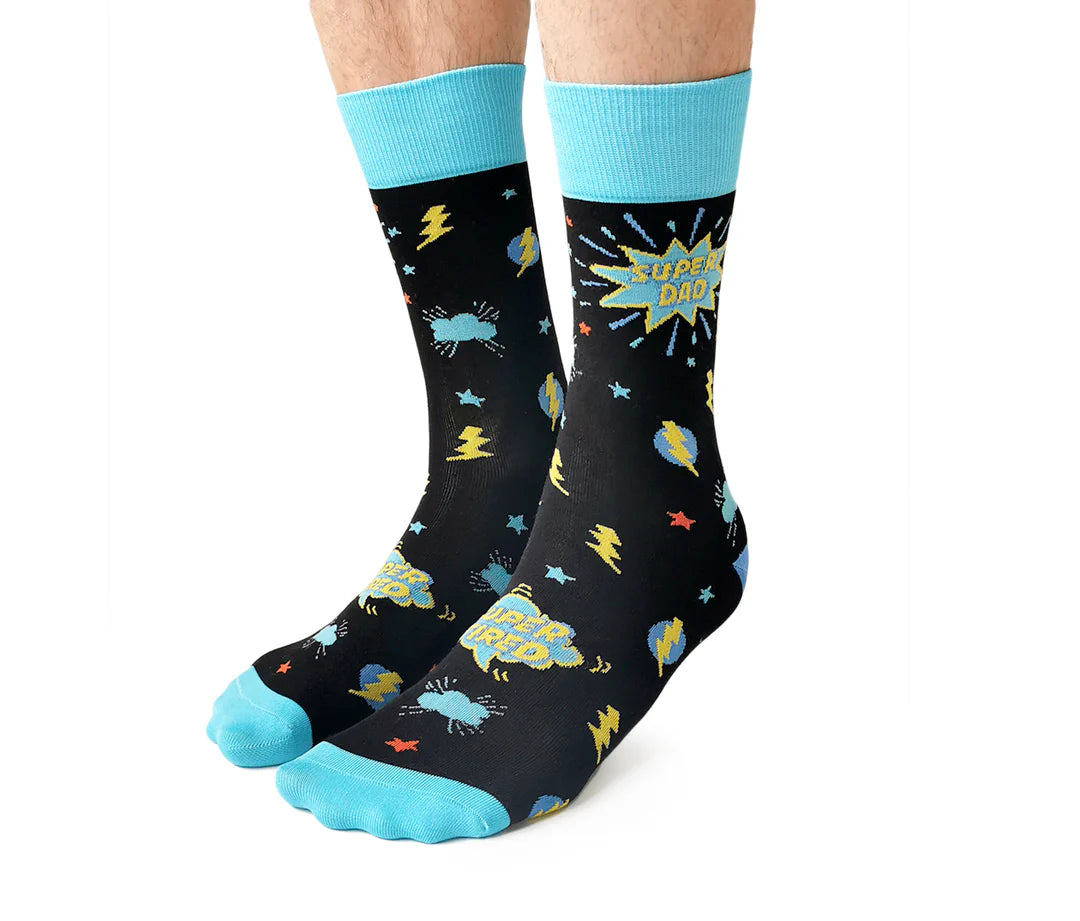 Chaussettes mi-mollet « Super Dad » par Uptown Sox - Grande