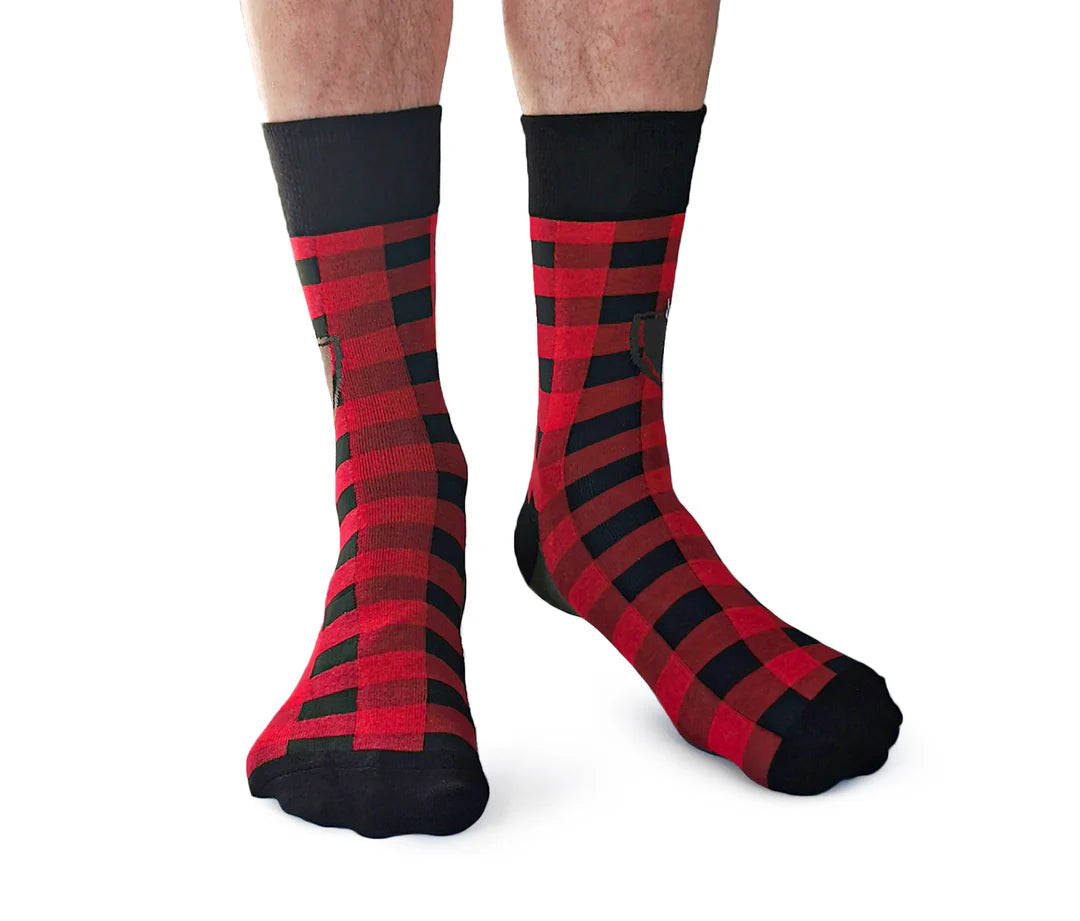 Chaussettes mi-mollet en coton « Tartan Buck » par Uptown Sox - Taille L