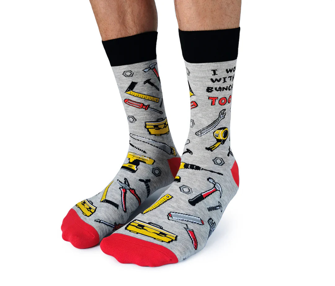 Chaussettes mi-mollet en coton « Tool Time » par Uptown Sox - Taille L 