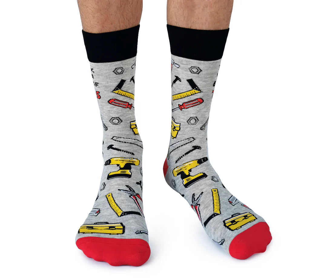 Chaussettes mi-mollet en coton « Tool Time » par Uptown Sox - Taille L 