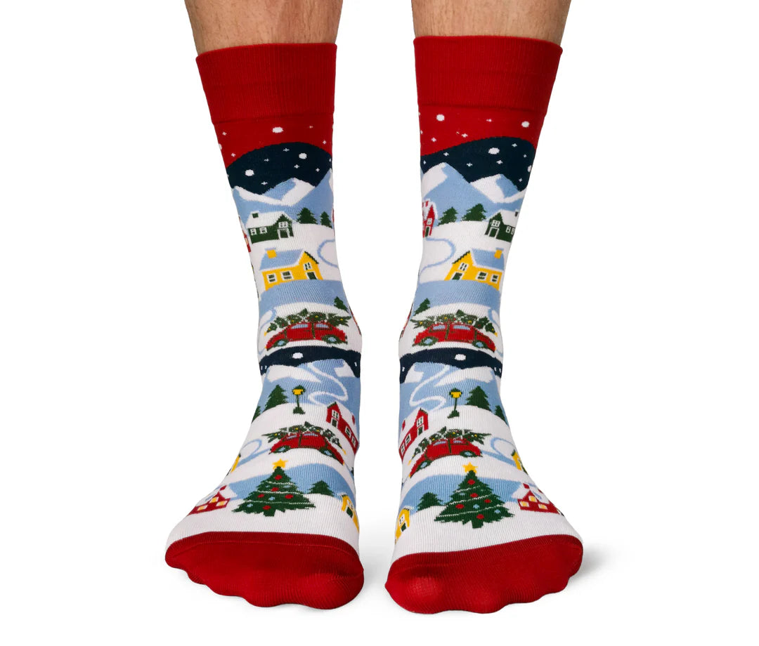 "Tinsel Town" Cotton Crew Socks by Uptown Sox