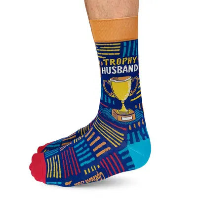 "Trophy Husband" Cotton Crew Socks by Uptown Sox - Large