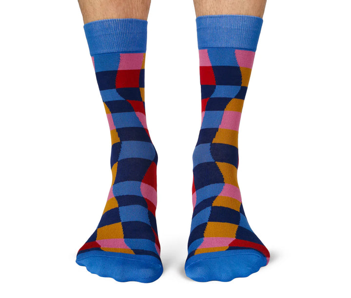 Chaussettes en coton « Wavy Days » par Uptown Sox - Grande 
