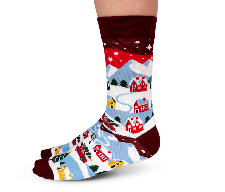 "Tinsel Town" Cotton Crew Socks by Uptown Sox