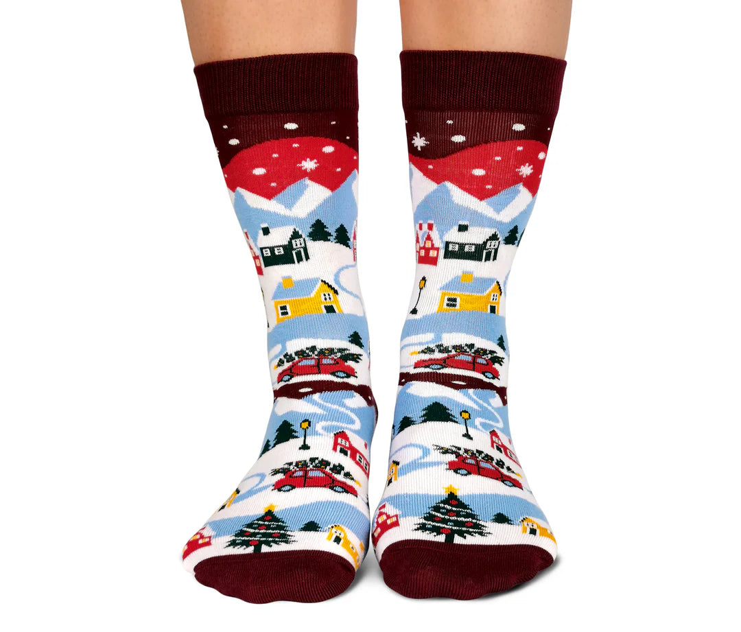 "Tinsel Town" Cotton Crew Socks by Uptown Sox