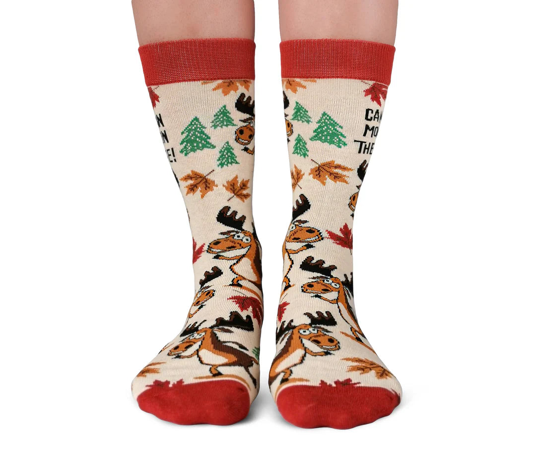 "Canadian Moose" Cotton Crew Socks by Uptown Sox