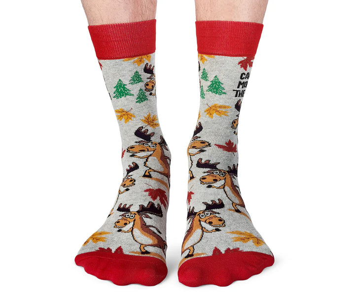 "Canadian Moose" Cotton Crew Socks by Uptown Sox