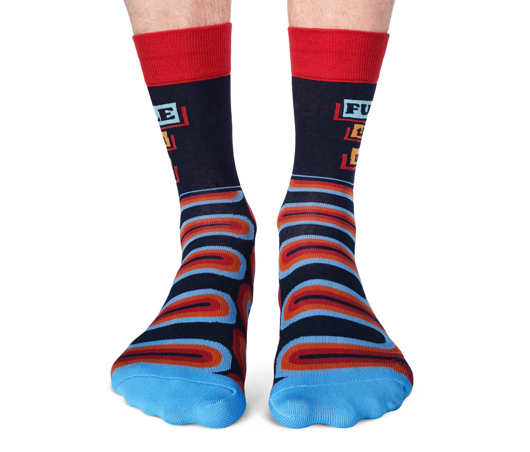 Chaussettes mi-mollet en coton « Stripe Right » par Uptown Sox - Taille L 