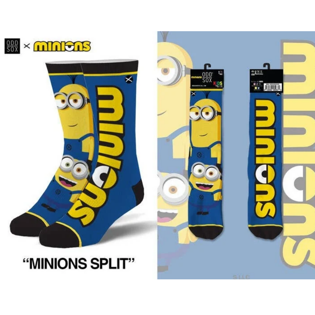 (CLEARANCE) "Minions" Cotton Crew Socks by ODD Sox - LARGE