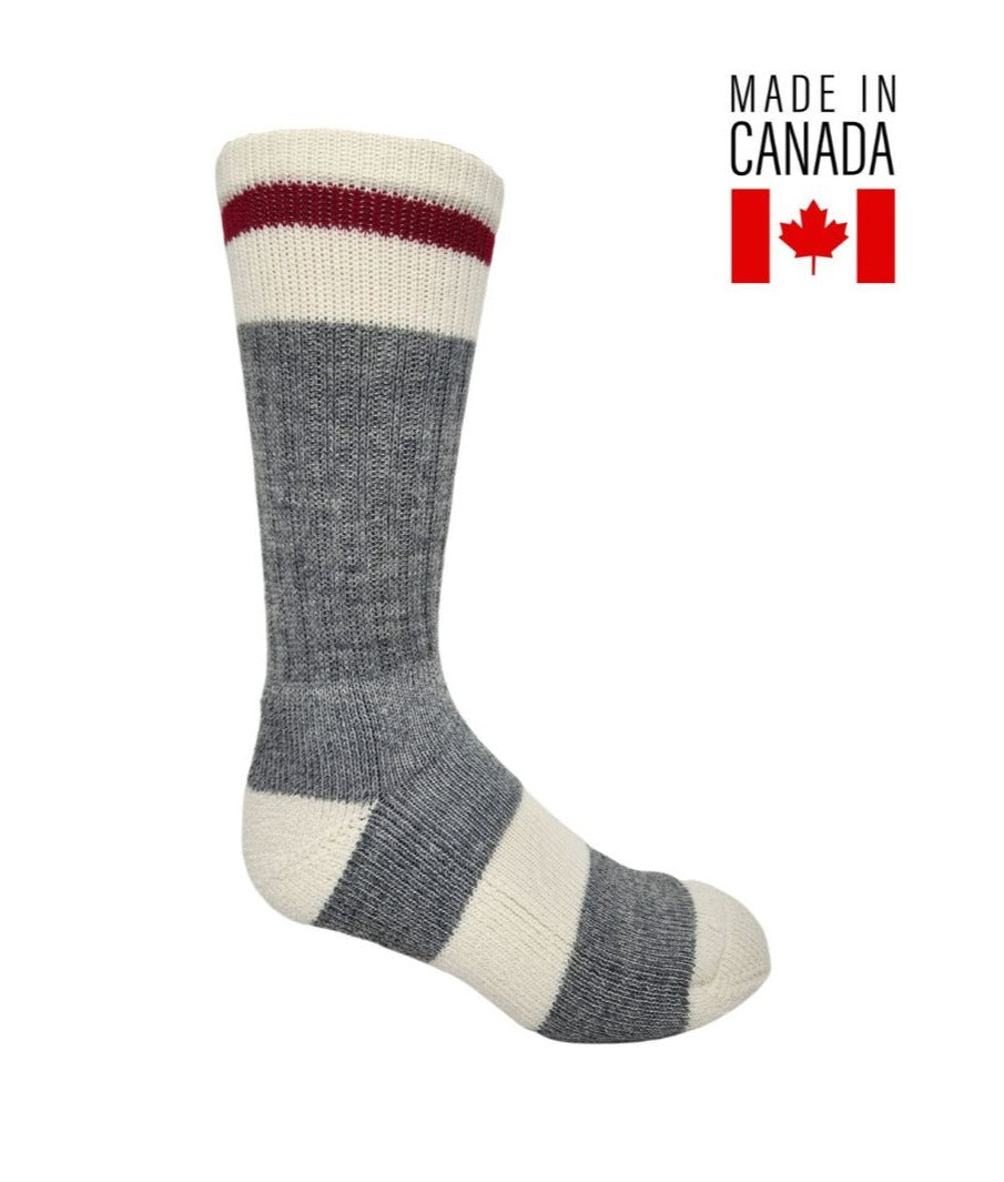 knee high wool socks with a red stripe