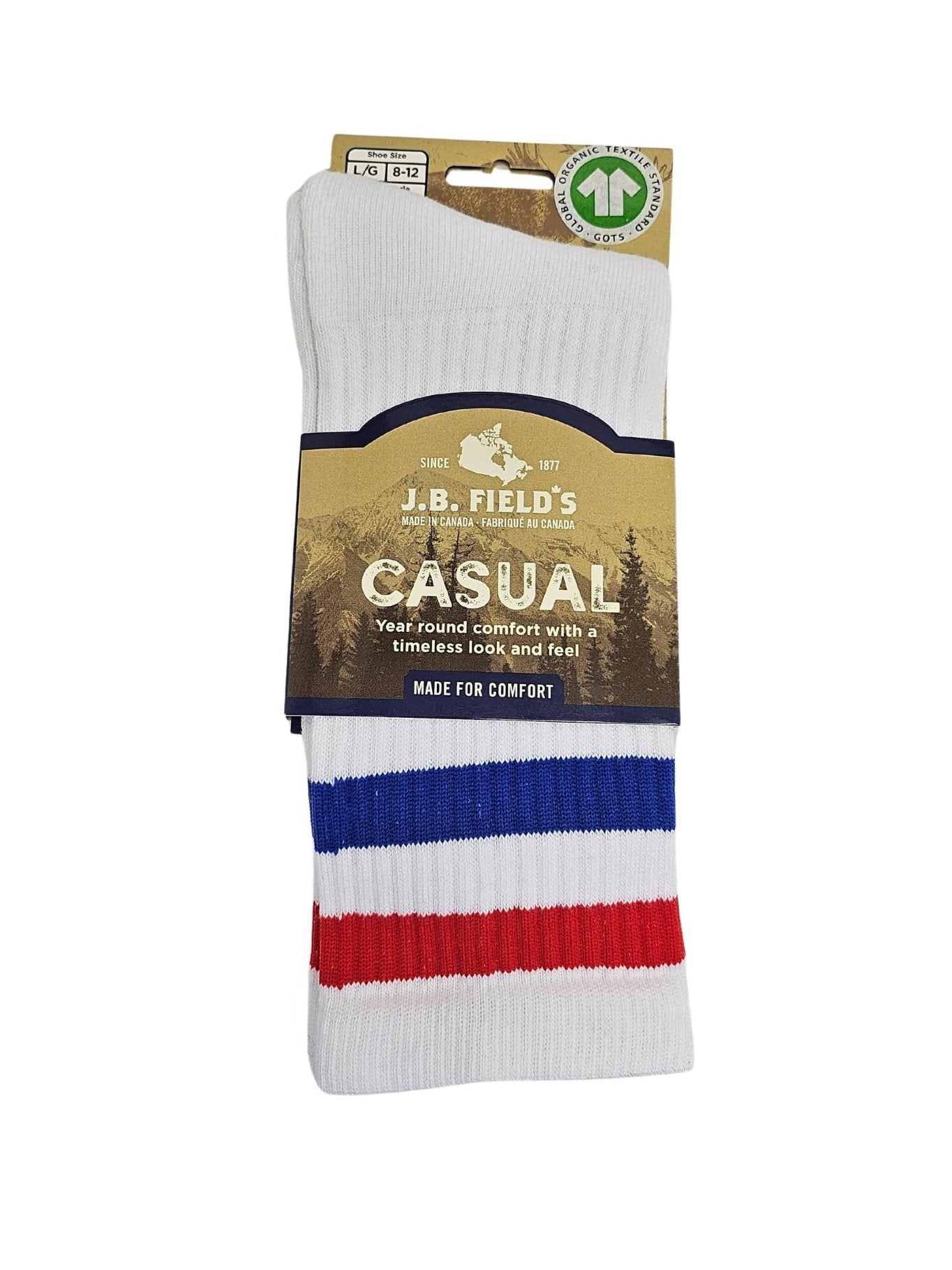 J.B. Field's Organic Cotton Varsity Stripe Socks | Made in Canada