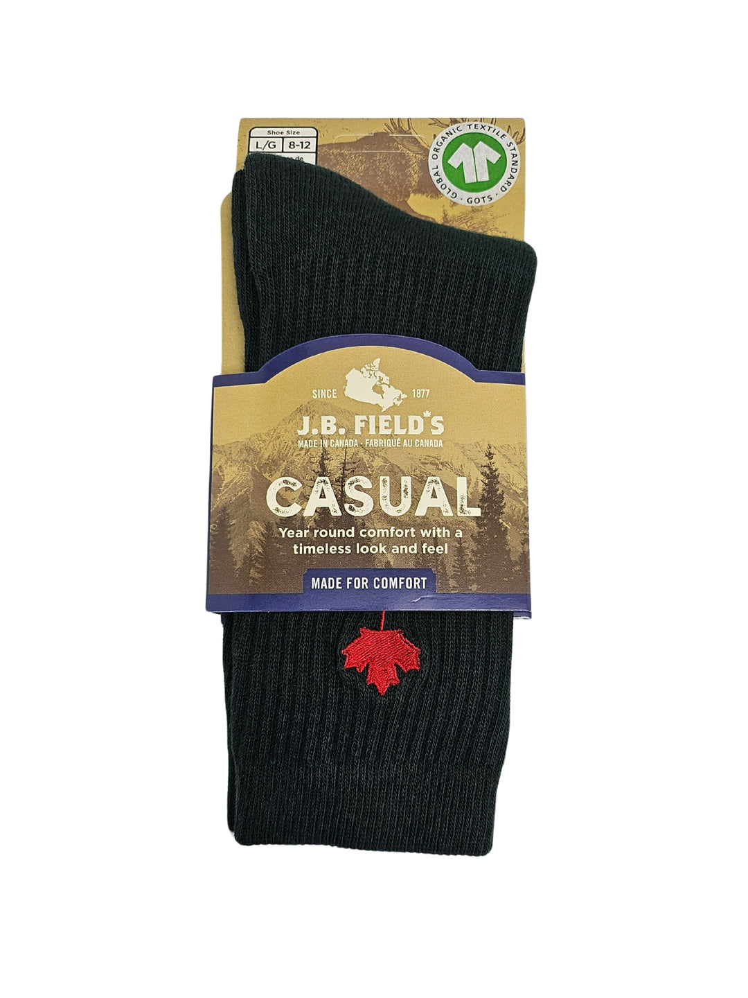 Chaussettes mi-mollet en coton biologique « Feuille d'érable canadienne » de JB Field