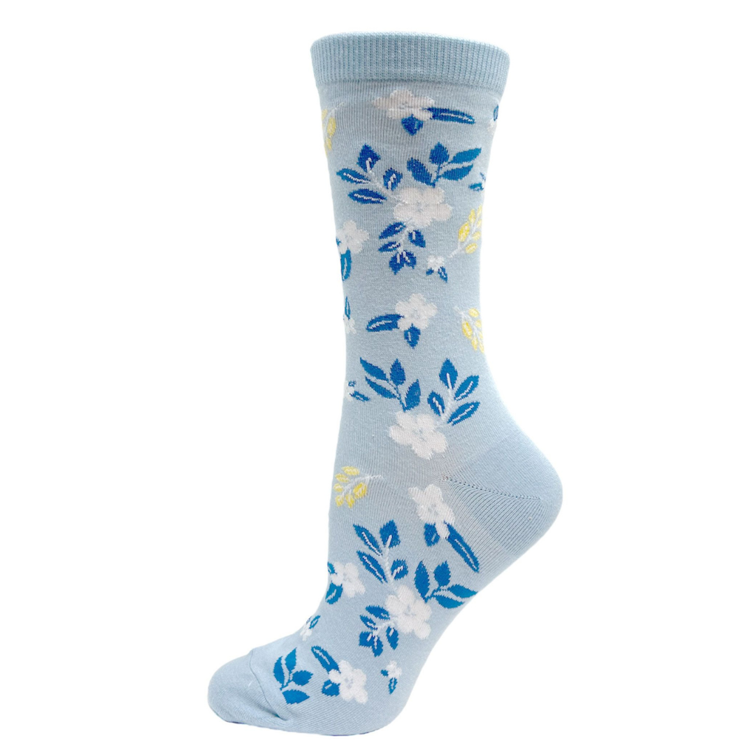 "Blue flower" cotton Socks by Key - Medium