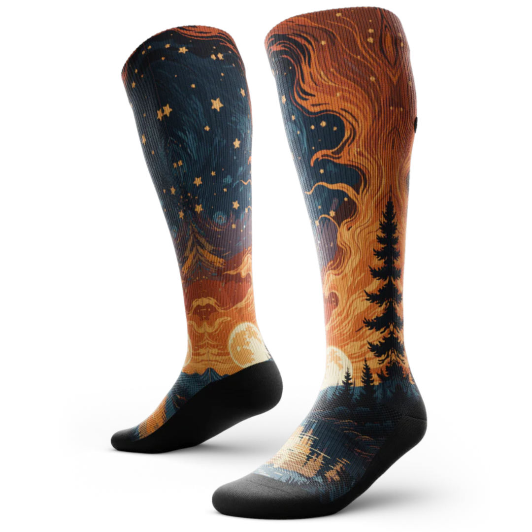 "Fiery Night" Knee High Compression Socks by Outway