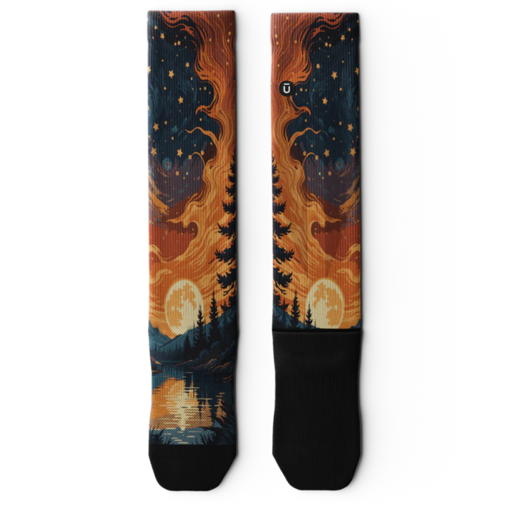 "Fiery Night" Knee High Compression Socks by Outway