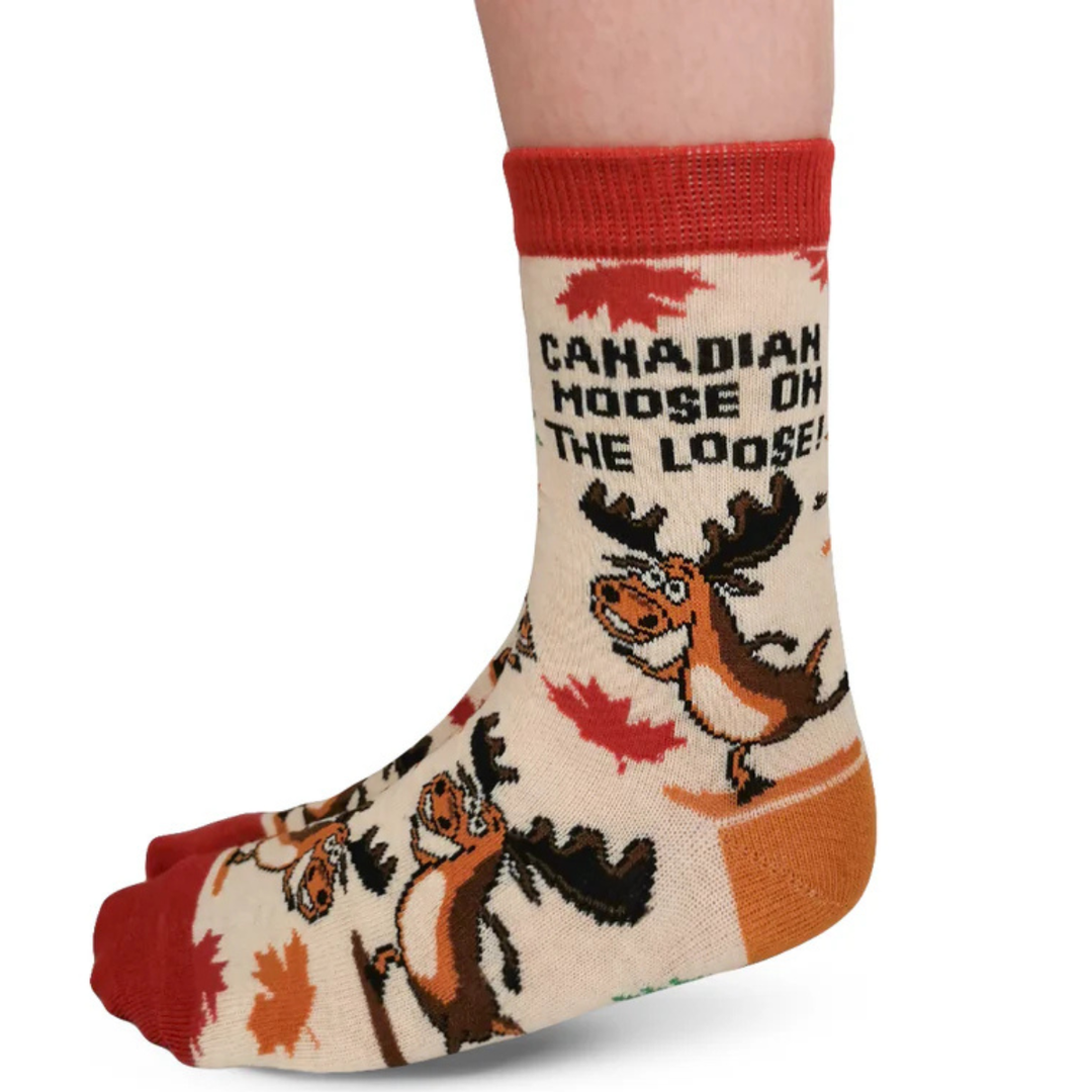 "Canadian Moose" Cotton Crew Socks by Uptown Sox