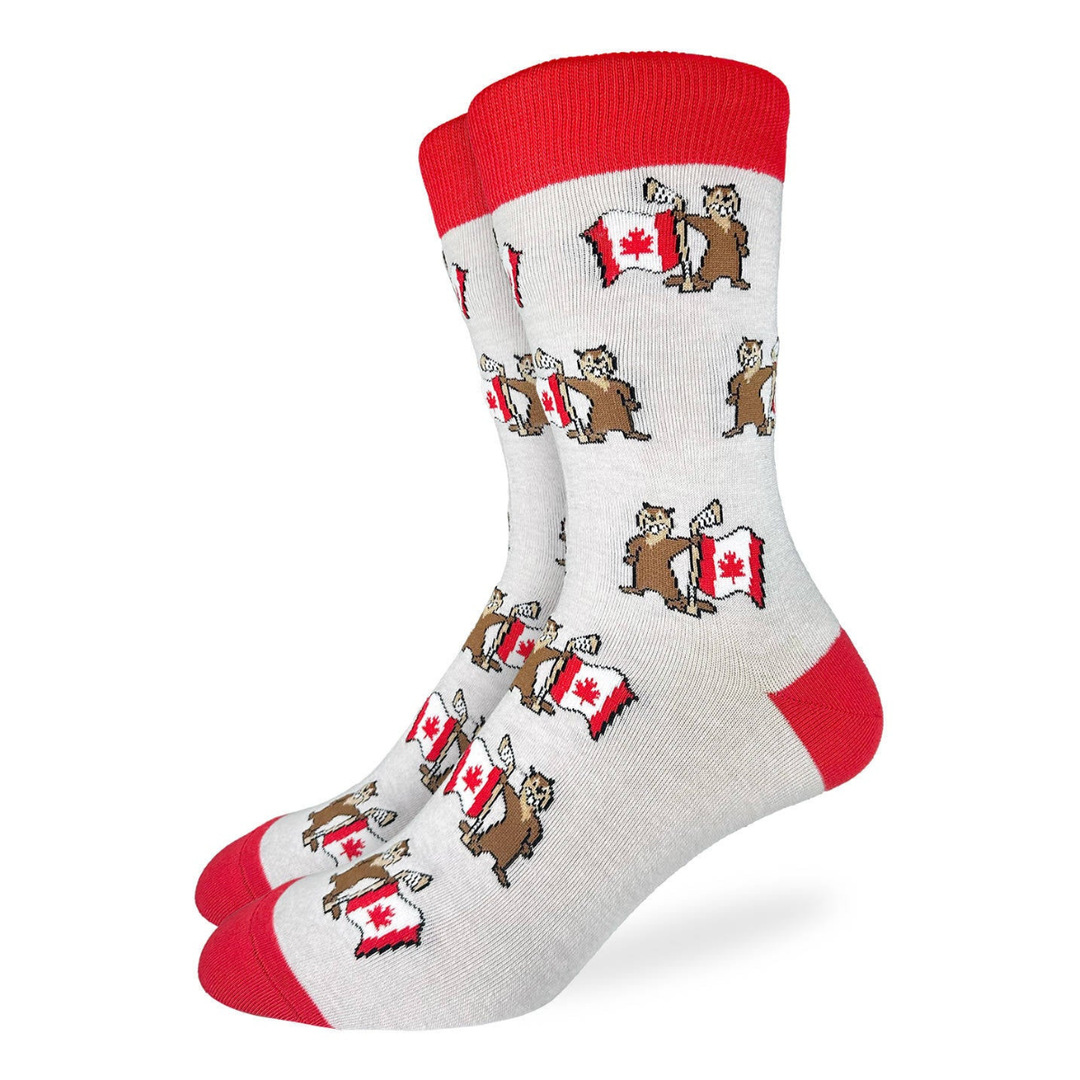 Chaussettes mi-mollet en coton « Feuille d'érable du Canada » par Good Luck Sock