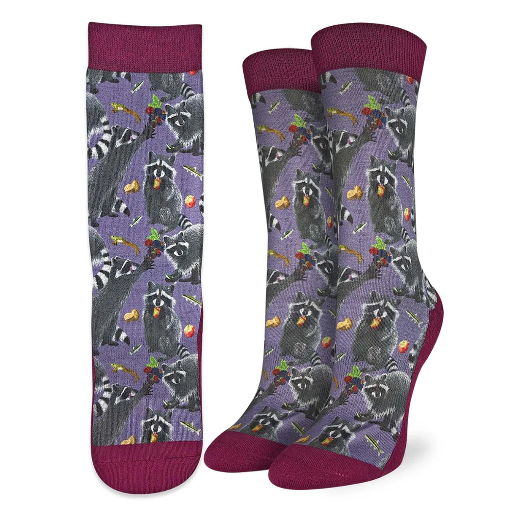 Chaussettes mi-mollet « Hungry Racoons » de Good Luck Sock - Medium