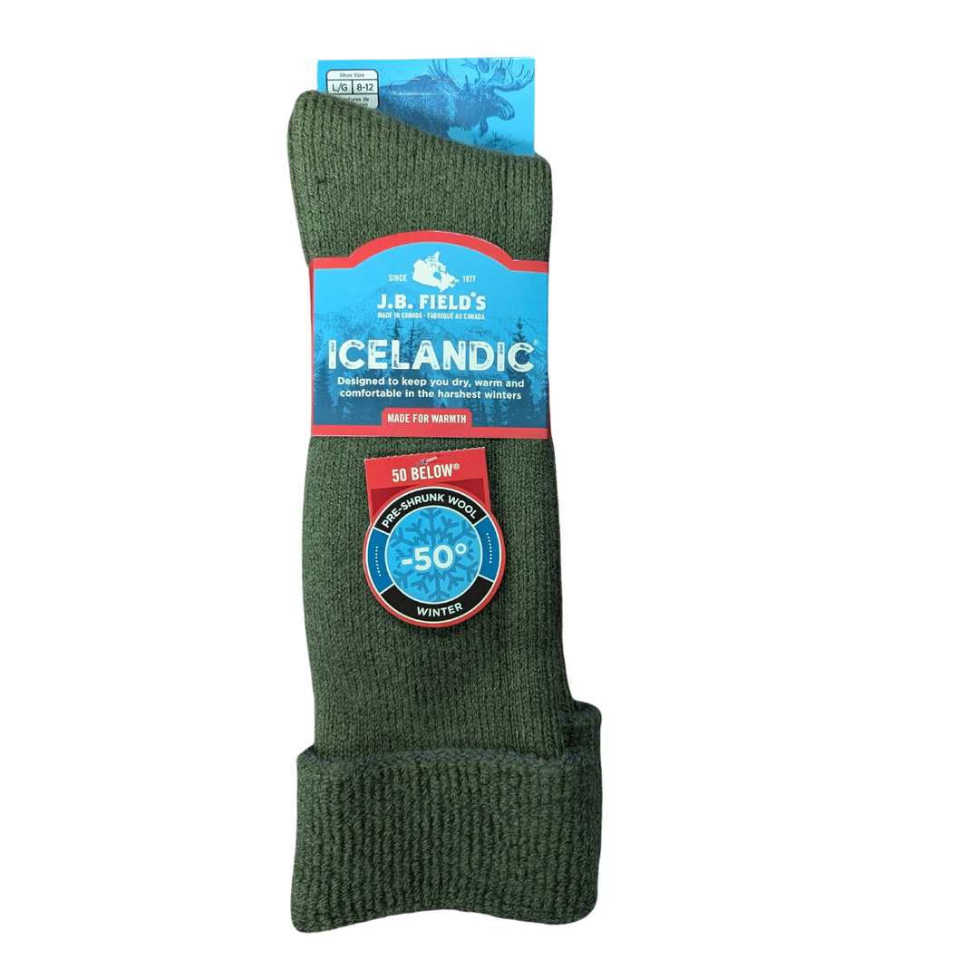 J.B. Field's Men's Icelandic "50 Below Gumboot" Wool Thermal Sock