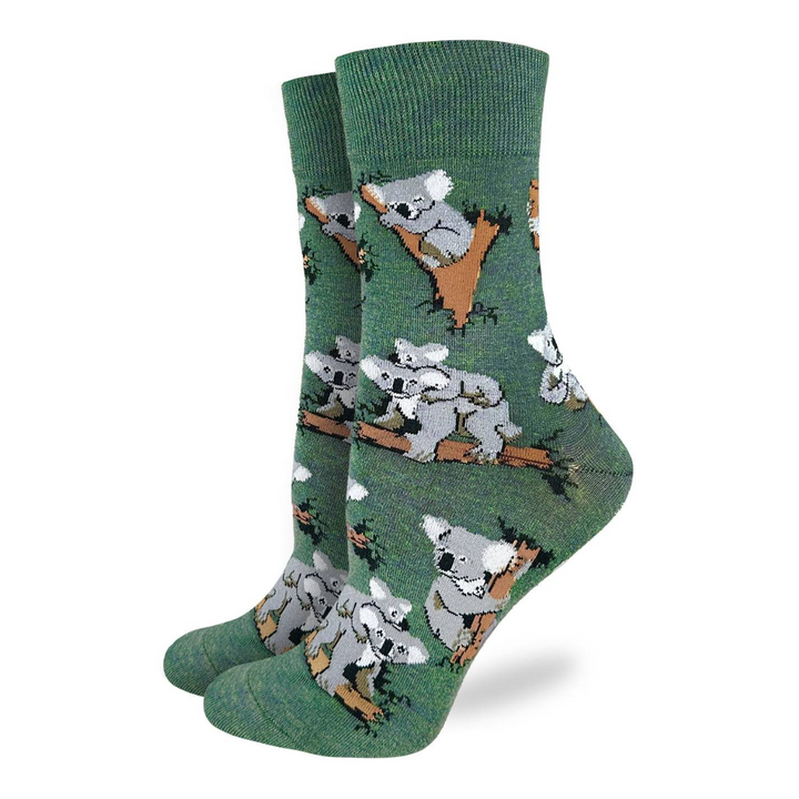"Koalas" Cotton Crew Socks by Good Luck Sock - Medium