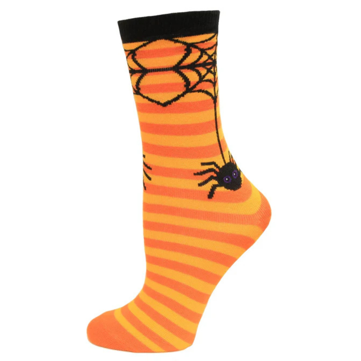 "Spider Stripe" Cotton Crew Socks by Hot Sox - Medium