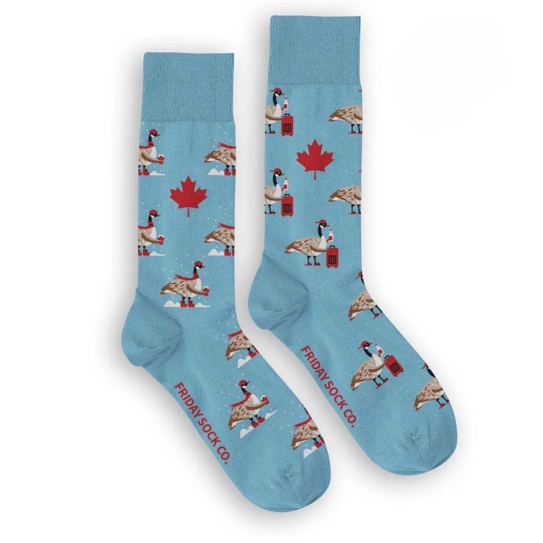 "Canada Goose in winter" 85% Cotton Socks by Friday Sock Co