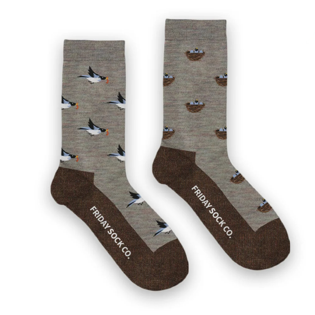 "Baby bird & mama bird" 70% Merino Wool Socks by Friday Sock Co
