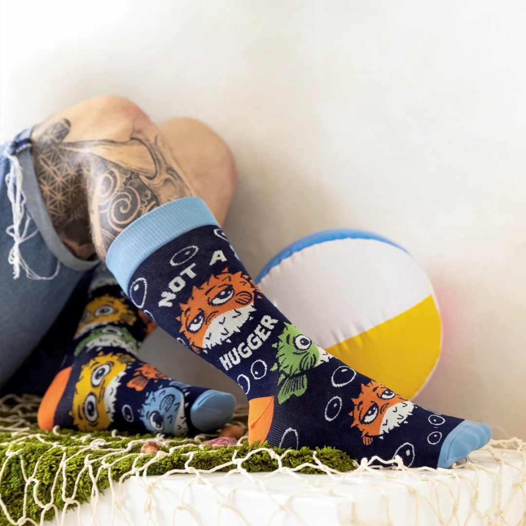 "Not a hugger" Cotton Crew Socks by Uptown Sox - Large