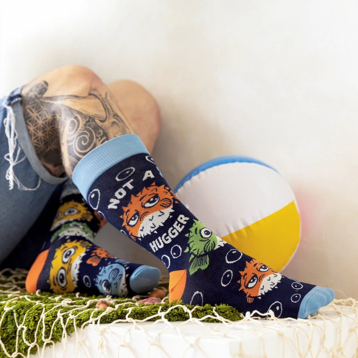 "Not a hugger" Cotton Crew Socks by Uptown Sox - Large