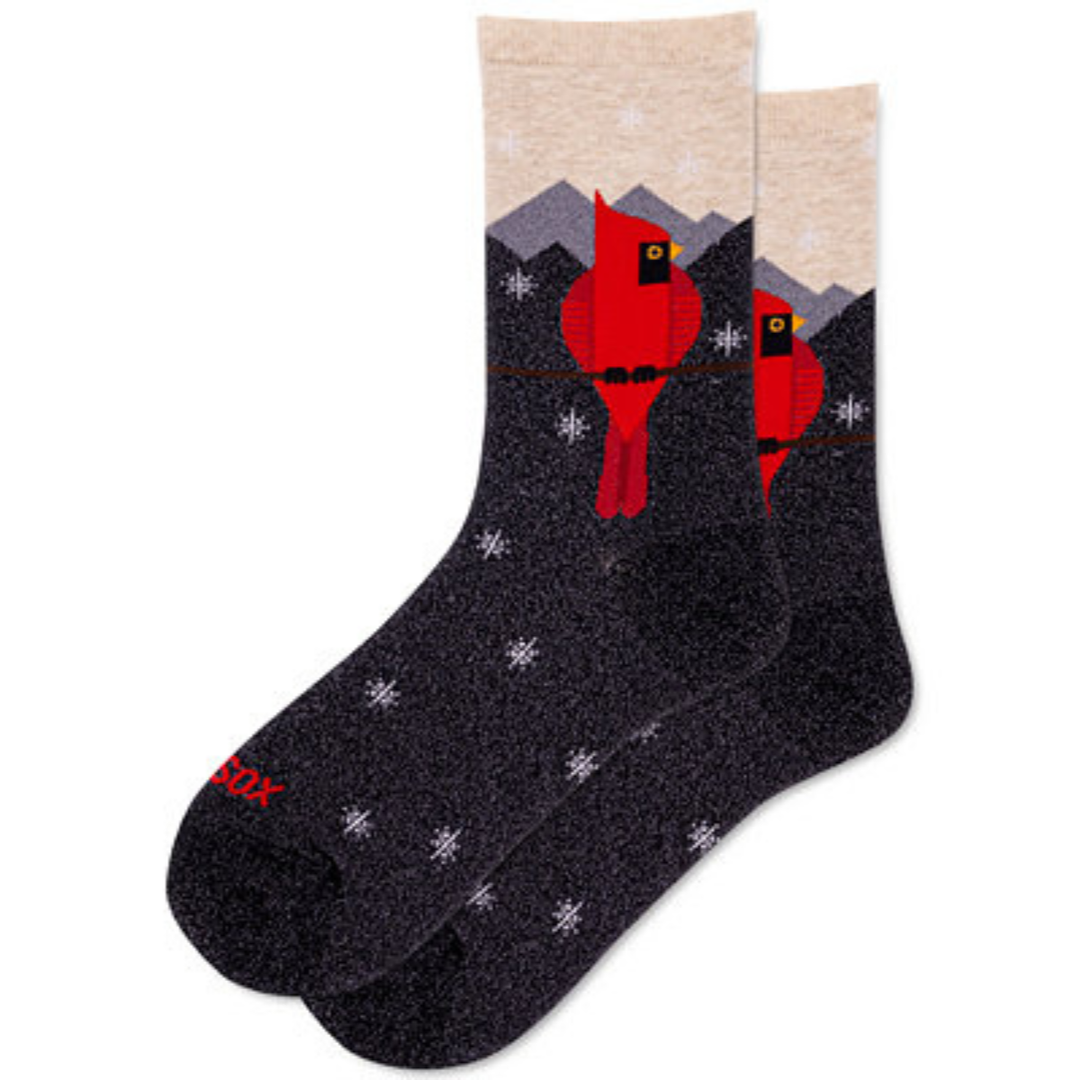 "Metallic Cardinal" Cotton Crew Socks by Hot Sox - Medium