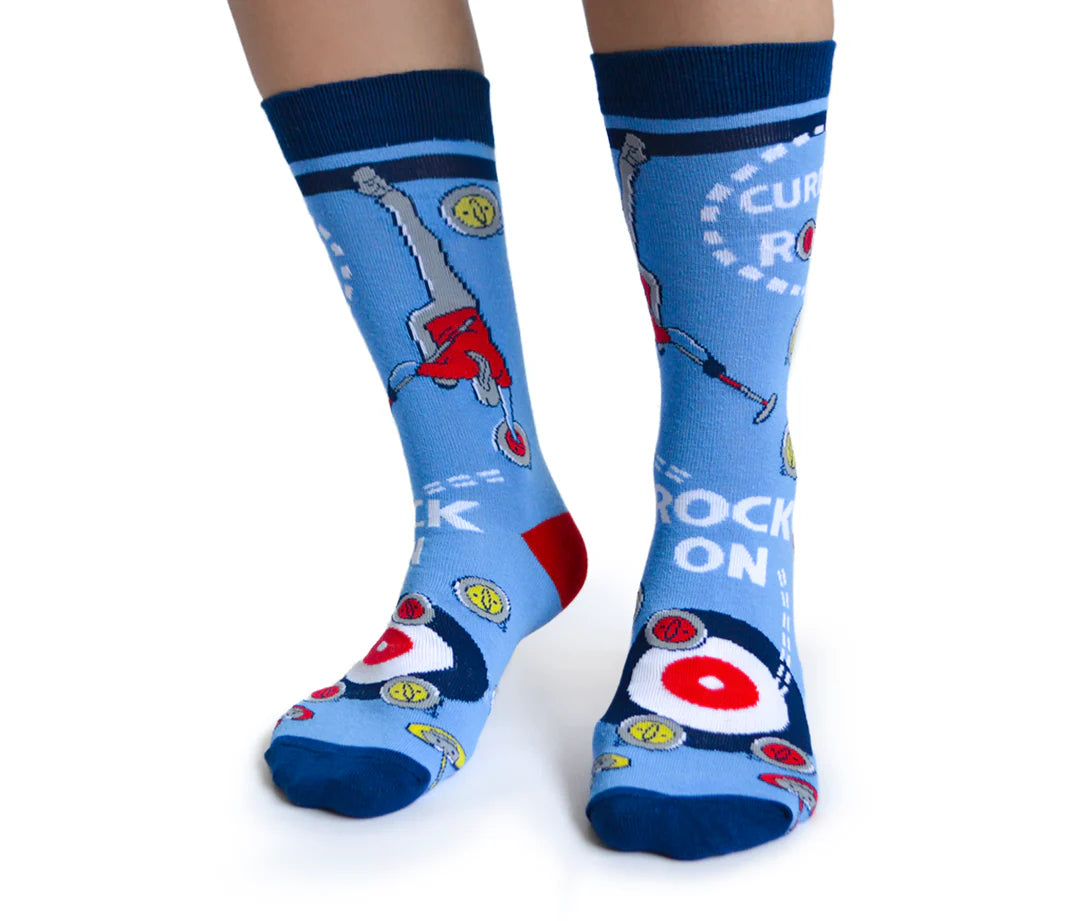 Chaussettes mi-mollet en coton « Curling Rocks » par Uptown Sox