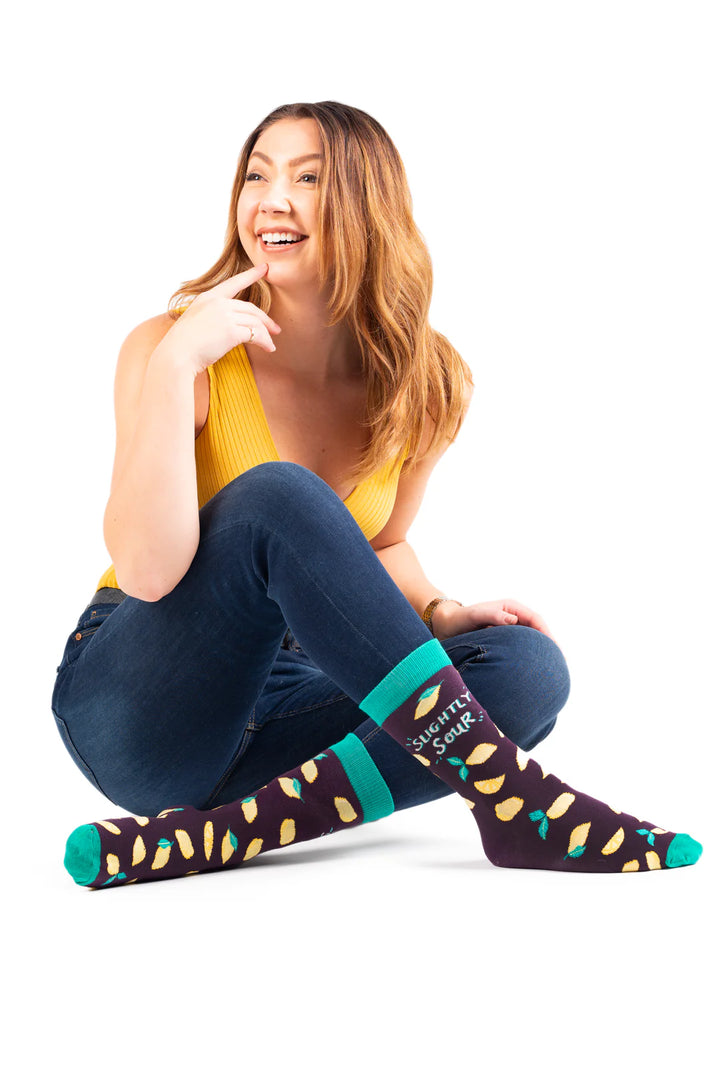 "Slightly Sour" Cotton Crew Socks by Uptown Sox - Medium