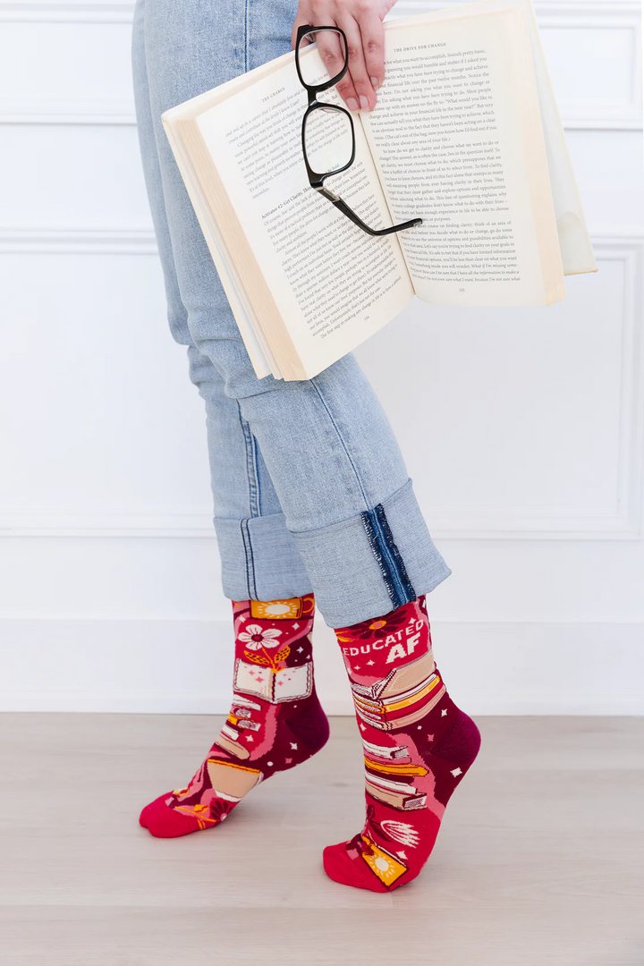Chaussettes mi-mollet en coton « Bookworm » par Uptown Sox - Medium 