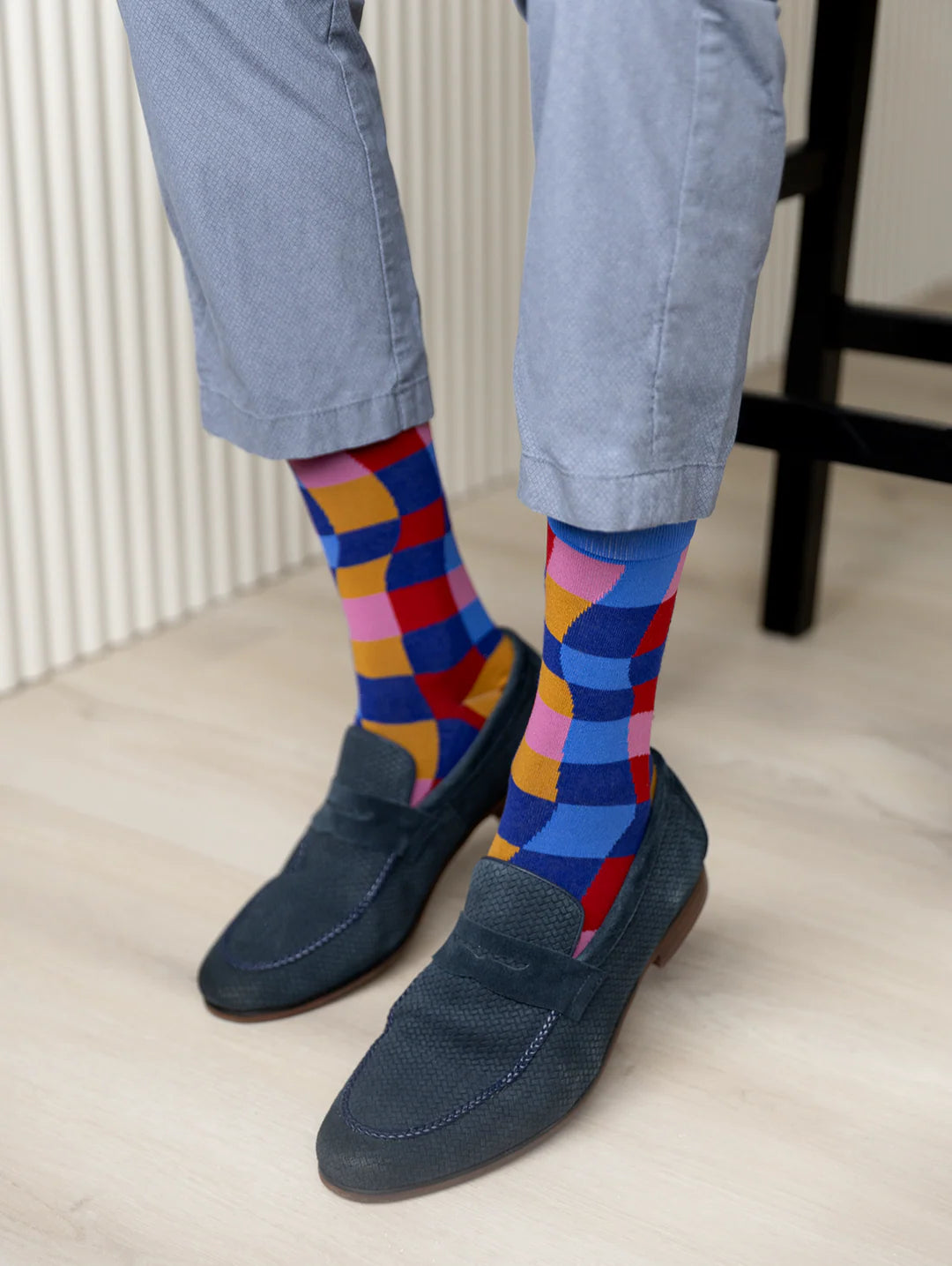 Chaussettes en coton « Wavy Days » par Uptown Sox - Grande 