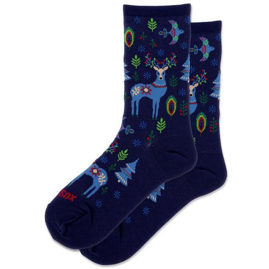"Christmas Reindeer" Cotton Crew Socks by Hot Sox - Medium