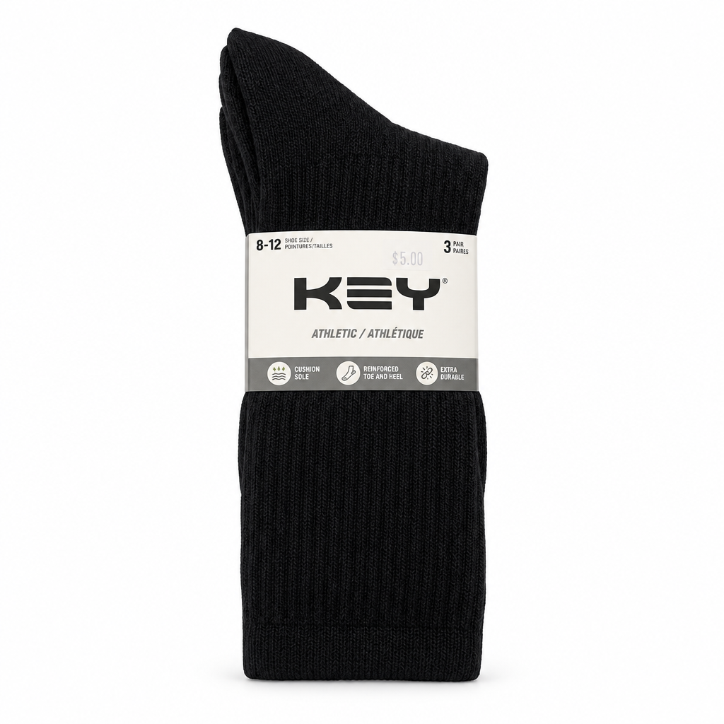 "90% Cotton Crew" Athletic Socks (3 Pairs) by KEY