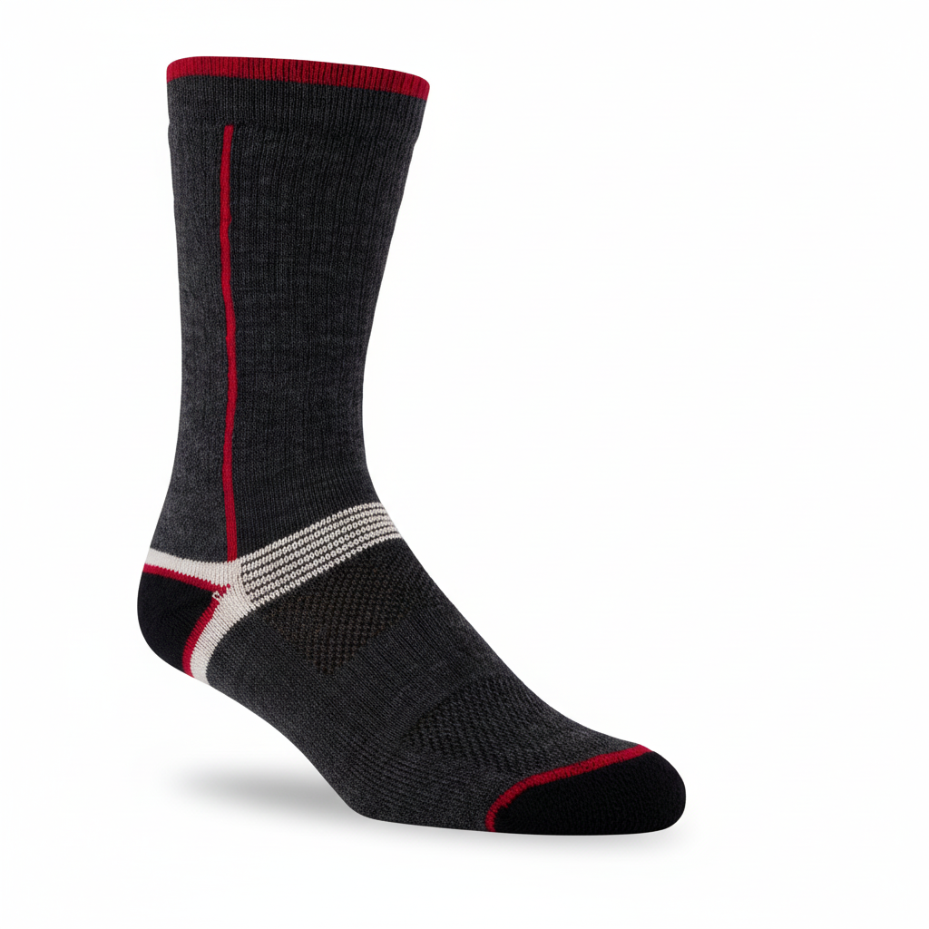 Charcoal Red Sock - Kids Size
