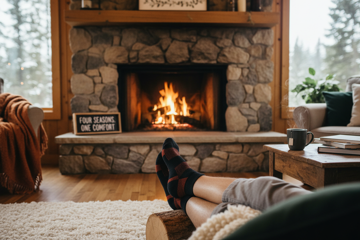 Cozy indoor setting showing seasonal versatility