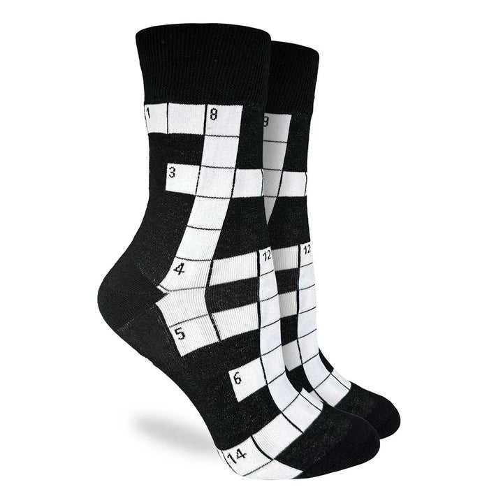 "Crossword Puzzle" Cotton Crew Socks by Good Luck Sock