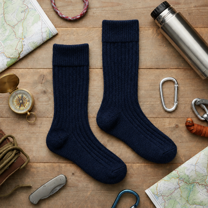Darker navy gear flat lay