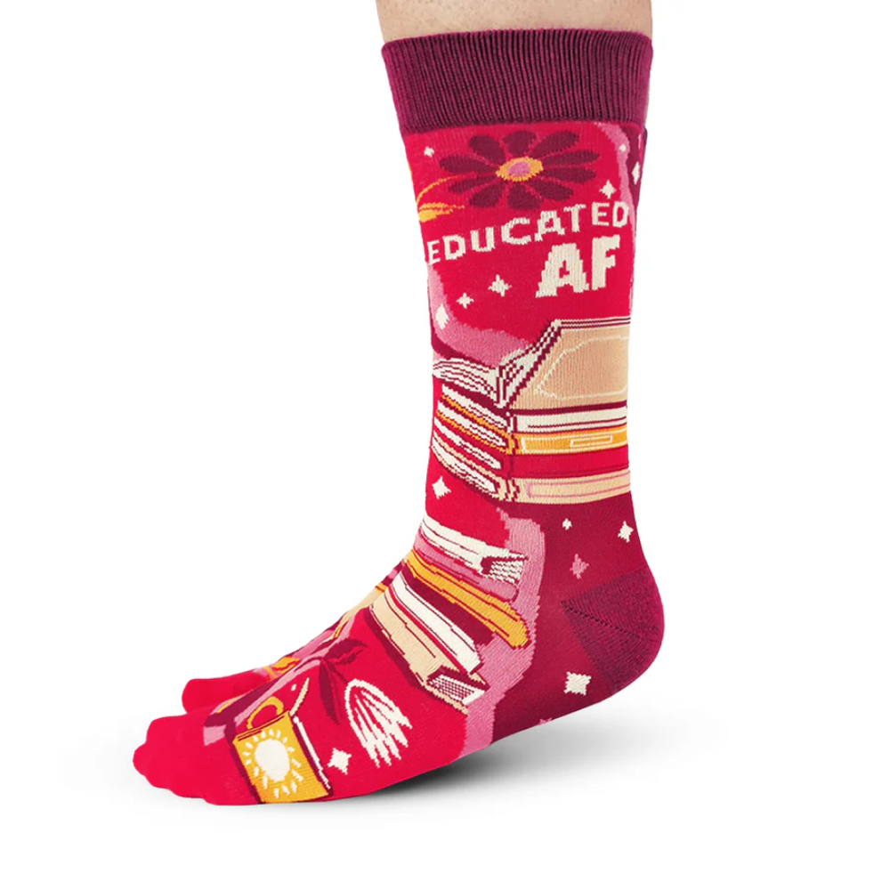 "Educated" Cotton Crew Socks by Uptown Sox - Medium