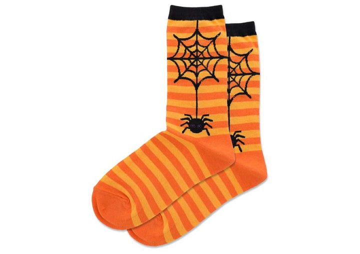 "Spider Stripe" Cotton Crew Socks by Hot Sox - Medium