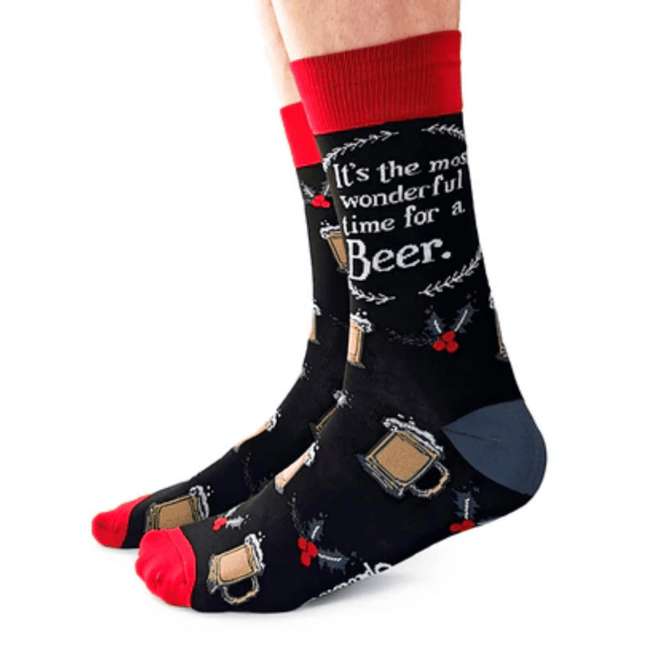 "It's a Wonderful Beer" Cotton Crew Canadian Socks by Uptown Sox - Large