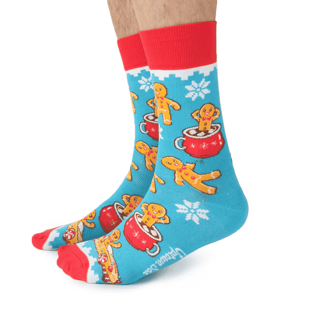 "Jolly Gingerbread" Cotton Crew Socks by Uptown Sox - Large