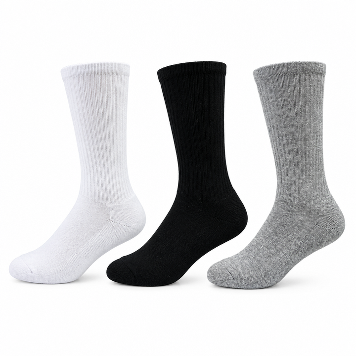 "90% Cotton Crew" Athletic Socks (3 Pairs) by KEY