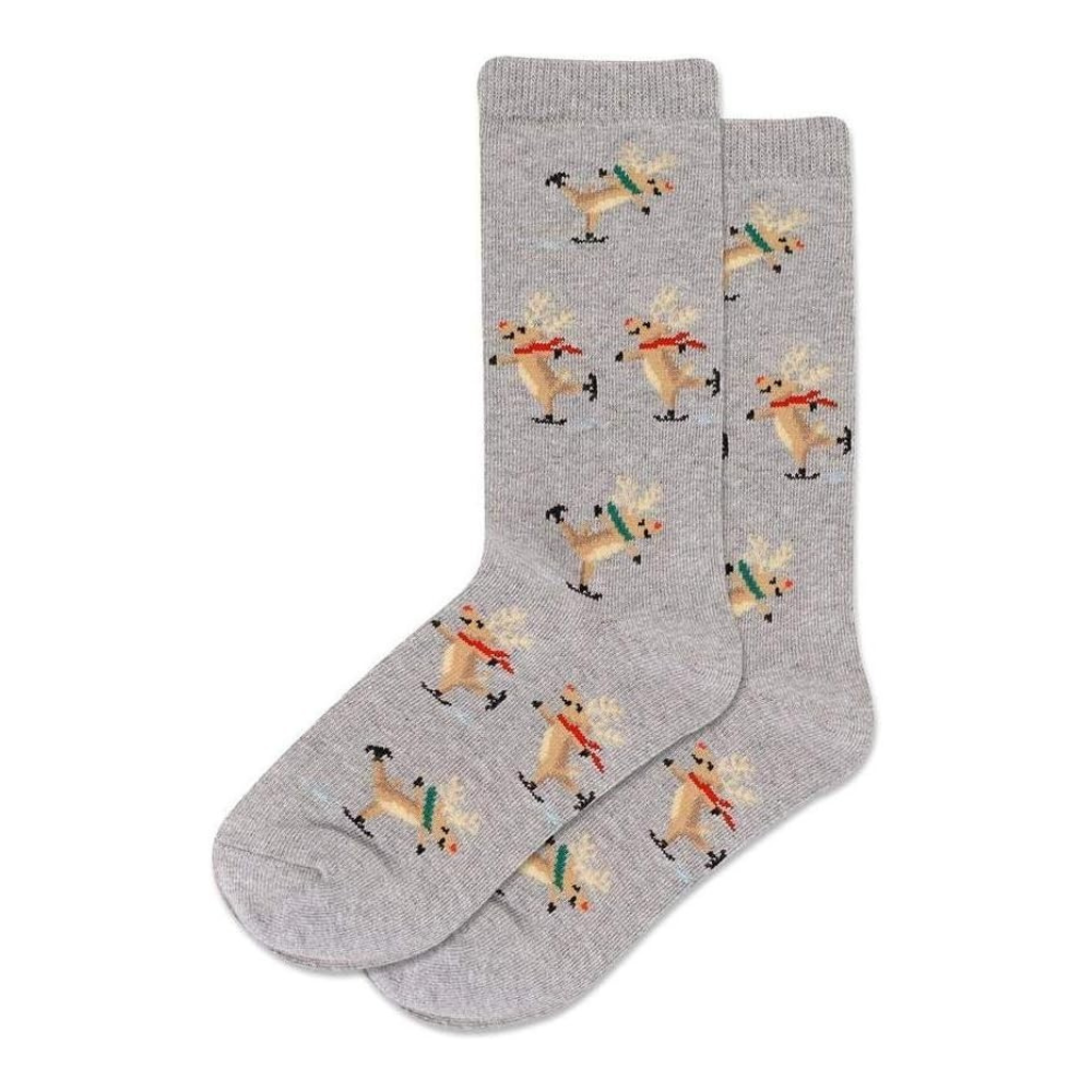 Kid's "Skating Reindeer" Crew Socks by Hot Sox