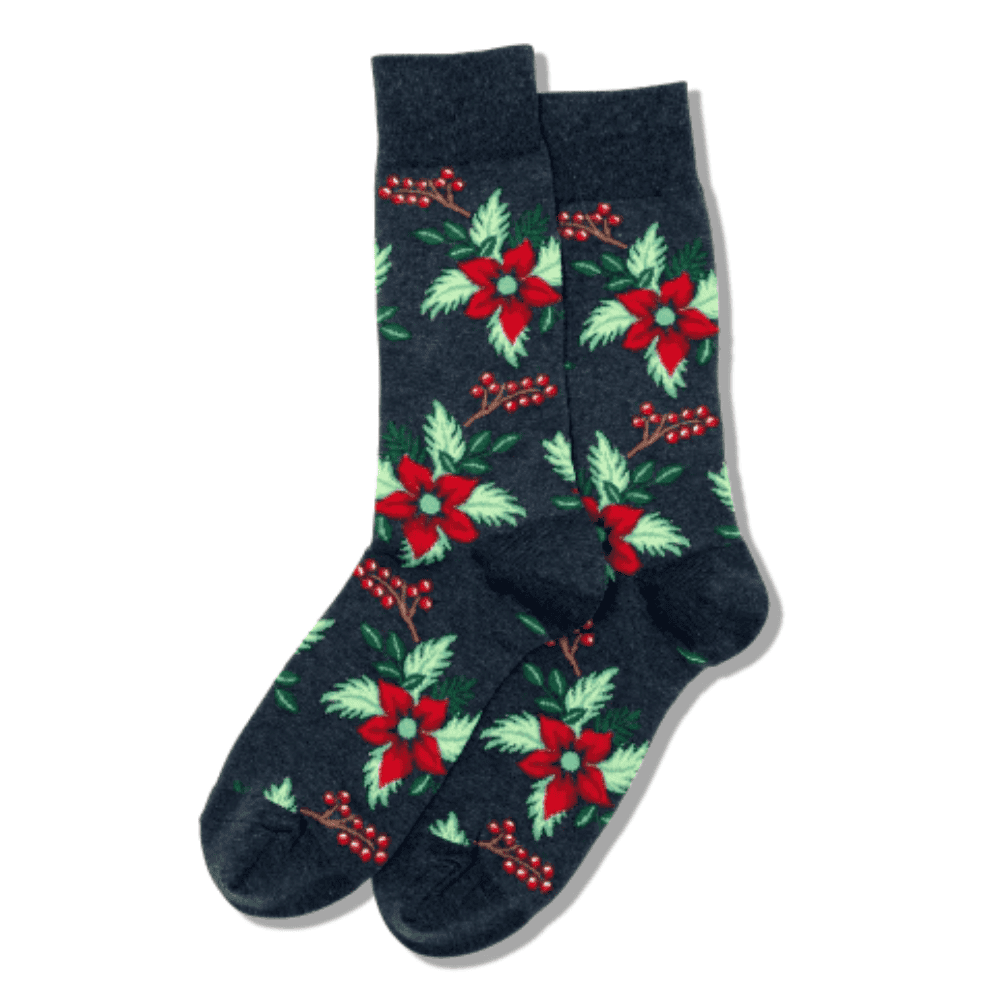Chaussettes en coton « Poinsettia de Noël » par Hot Sox 